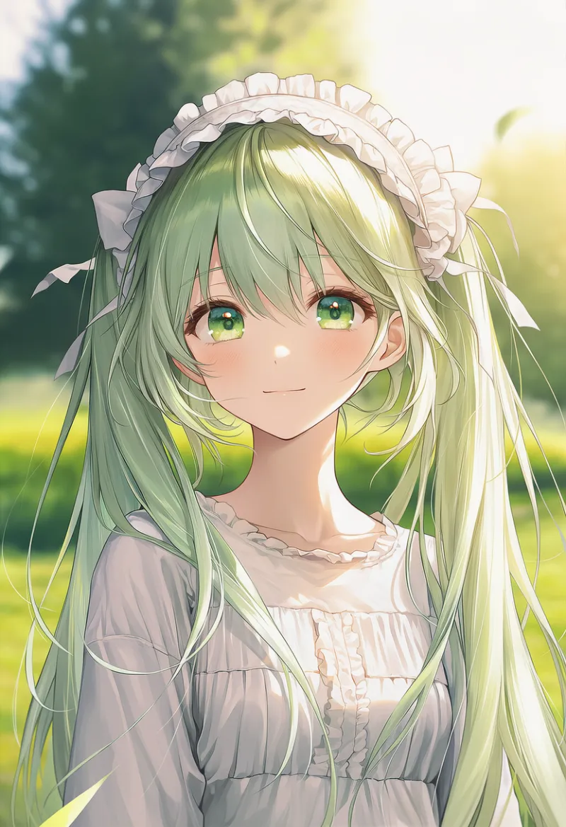 フリル付きのヘアバンドのAIイラスト|プロンプト紹介