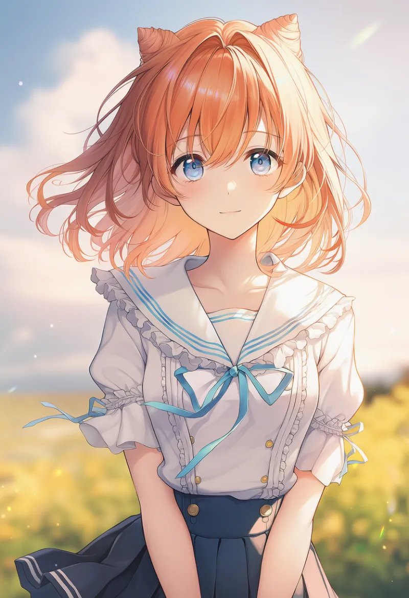 フリル付きセーラーカラーのAIイラスト|プロンプト紹介