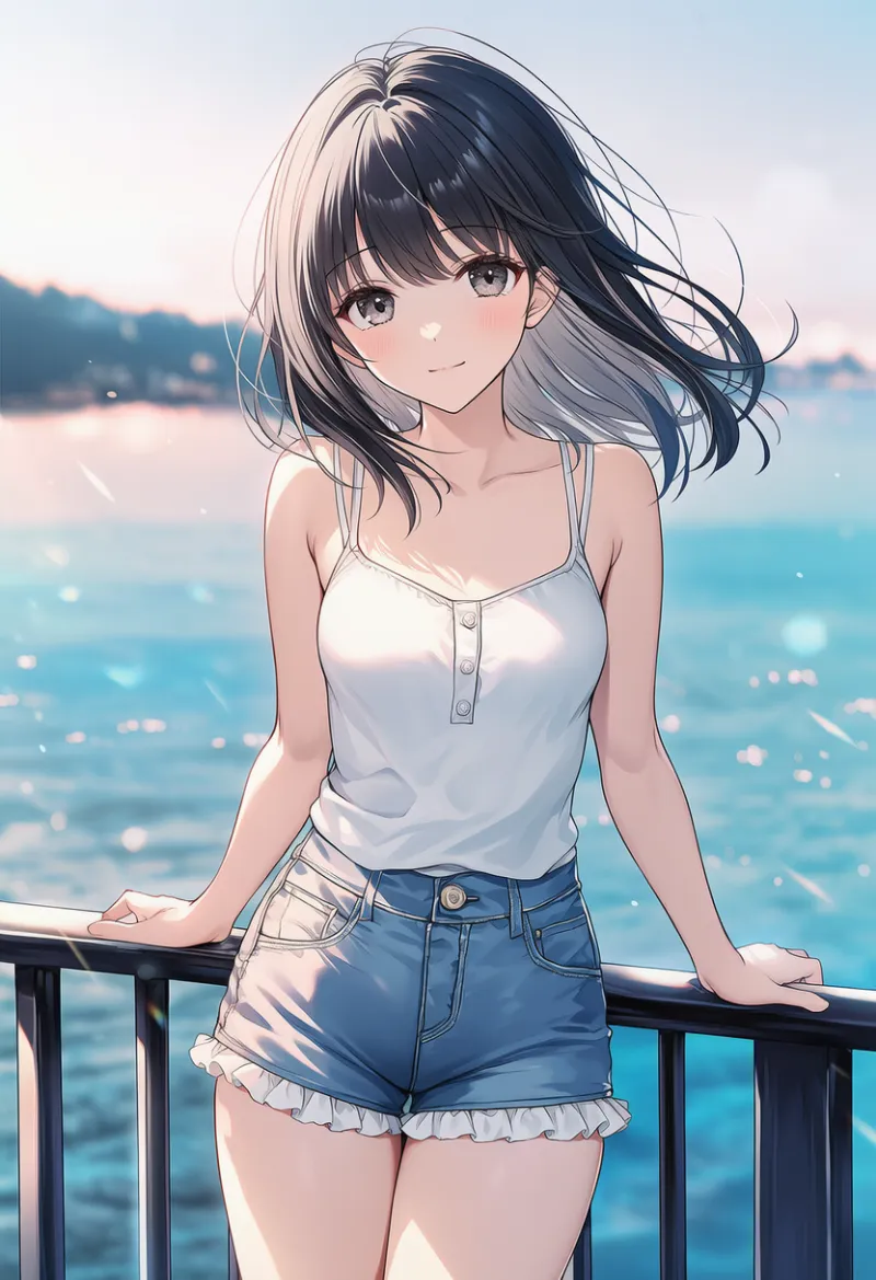 フリル付きショートパンツのAIイラスト|プロンプト紹介