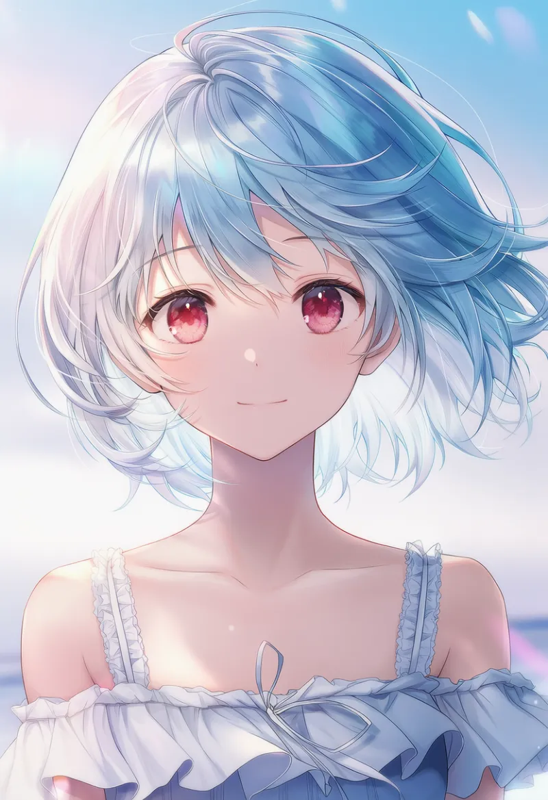 フリル付き肩ストラップのAIイラスト|プロンプト紹介