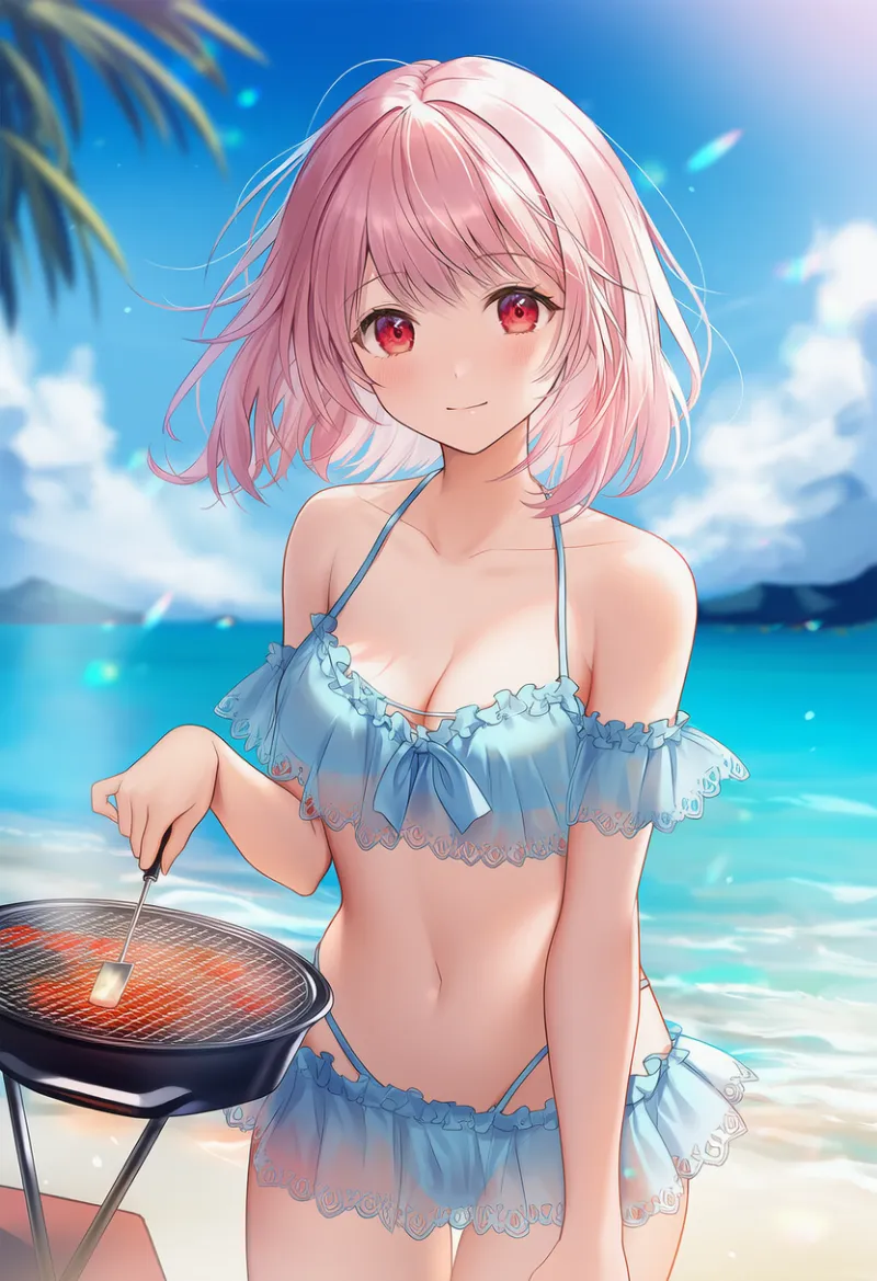 フリルビキニのAIイラスト|プロンプト紹介