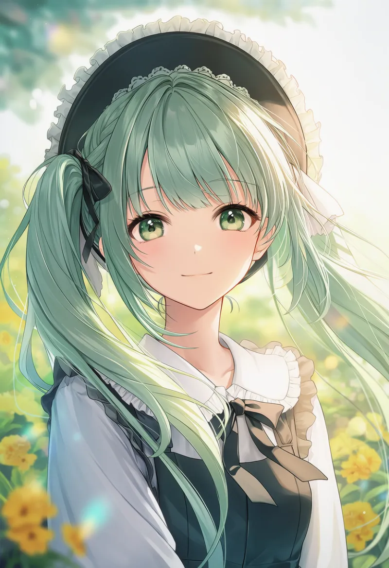 フリル付きの帽子のAIイラスト|プロンプト紹介