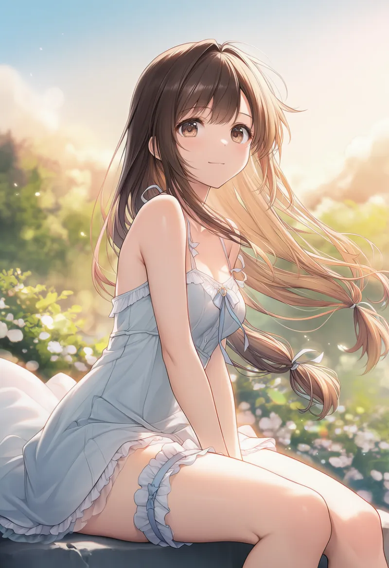 フリル付きの太ももストラップのAIイラスト|プロンプト紹介