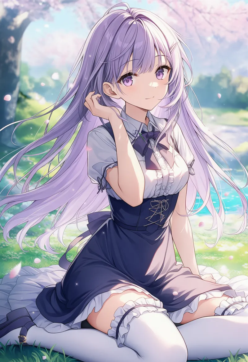 フリル付きのサイハイのAIイラスト|プロンプト紹介