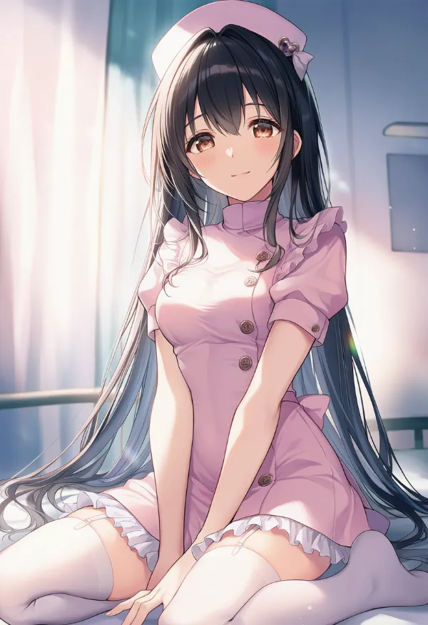 フリル付きナース服:frills, nurse|AIイラスト