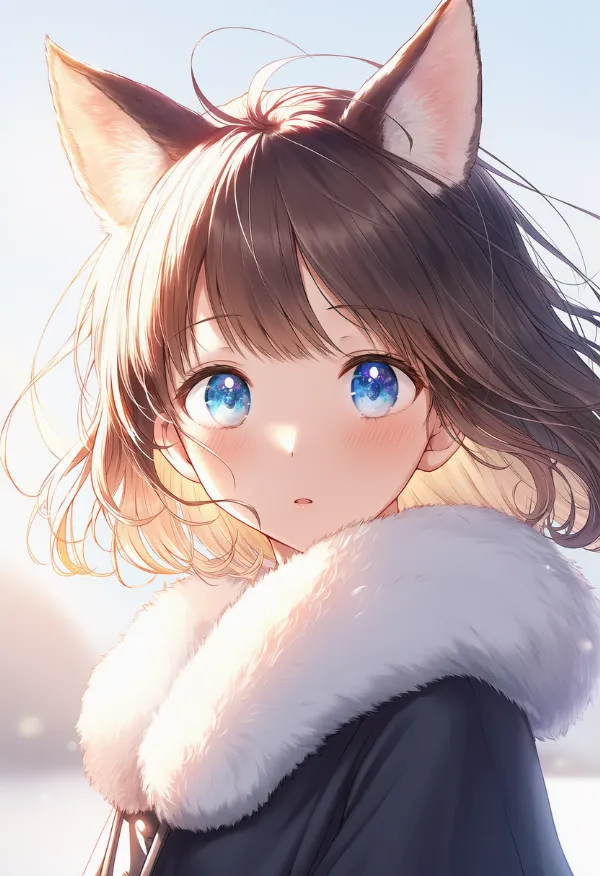 ケモ耳少女の毛皮風の服の襟(服)のAIイラスト|プロンプト紹介