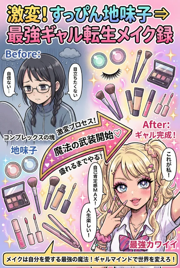 ビフォーアフター型・中央に矢印で比較|Nano Banana用グラフィックレコーディングのプロンプト