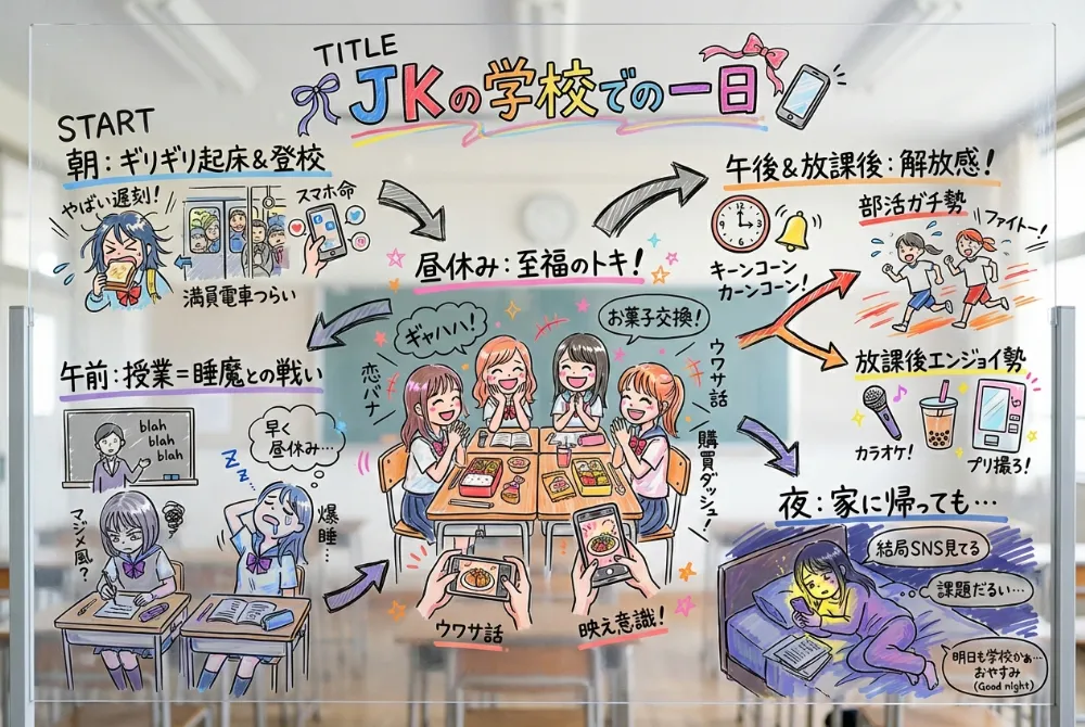 透明アクリルボードにカラーペンで落書き風|Nano Banana用グラフィックレコーディングのプロンプト