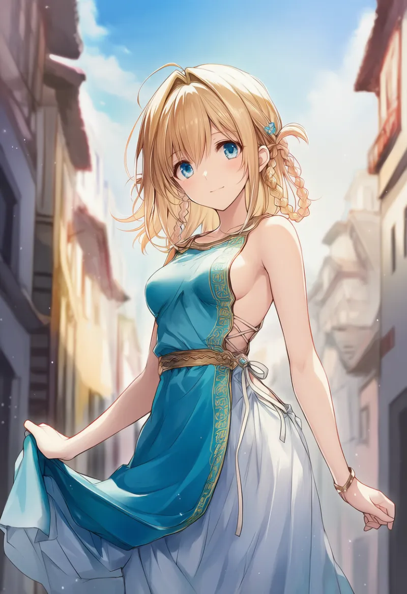 サイドレスの古代ギリシャ・ローマ服のAIイラスト｜プロンプト紹介