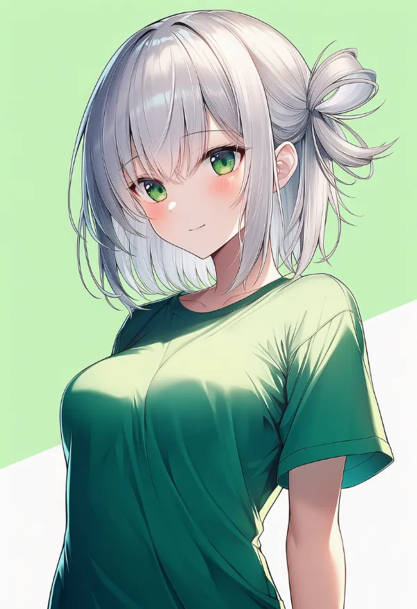 緑色のTシャツのAIイラスト