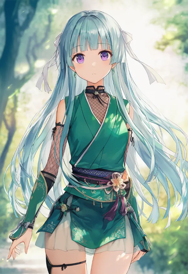 緑色の忍者服のAIイラストとプロンプト紹介