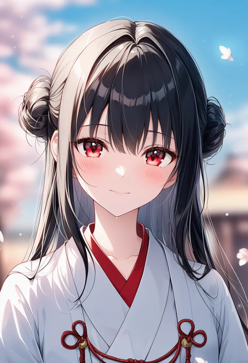 ツインお団子 + ロングヘア（髪型）のAIイラスト｜プロンプト紹介