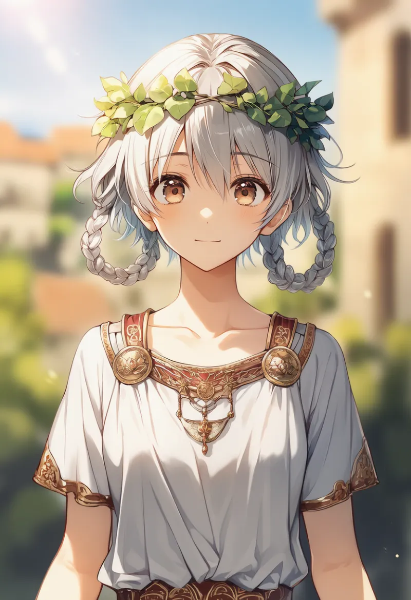 頭に巻く花・葉の輪のAIイラスト｜プロンプト紹介