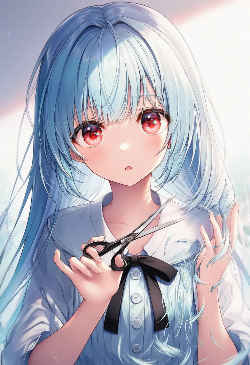 失恋で髪をバッサリ切っている状態のAIイラストとプロンプト紹介