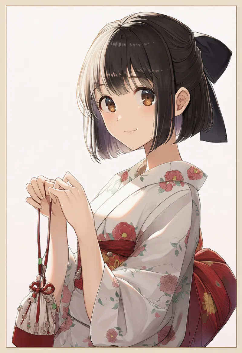 ビーズの小さなバッグのプロンプトとAIイラスト（大正ロマン）作例