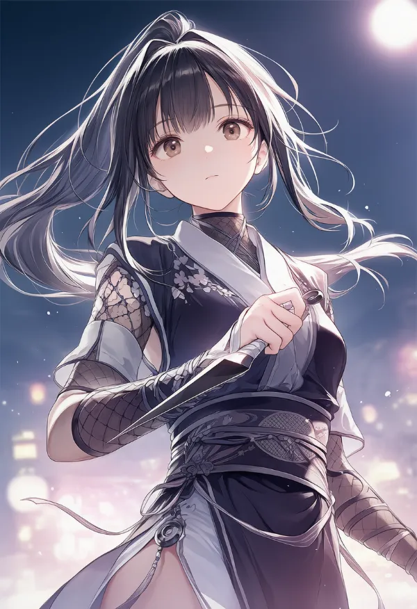 苦無を持つ忍者のAIイラスト|プロンプト紹介