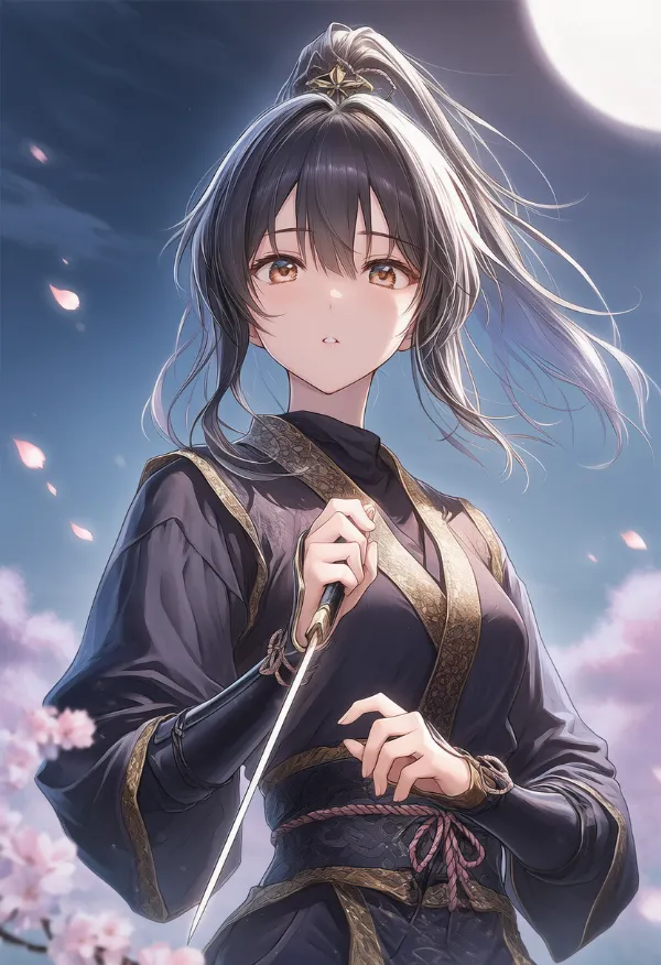 短刀を持つ忍者のAIイラスト|プロンプト紹介