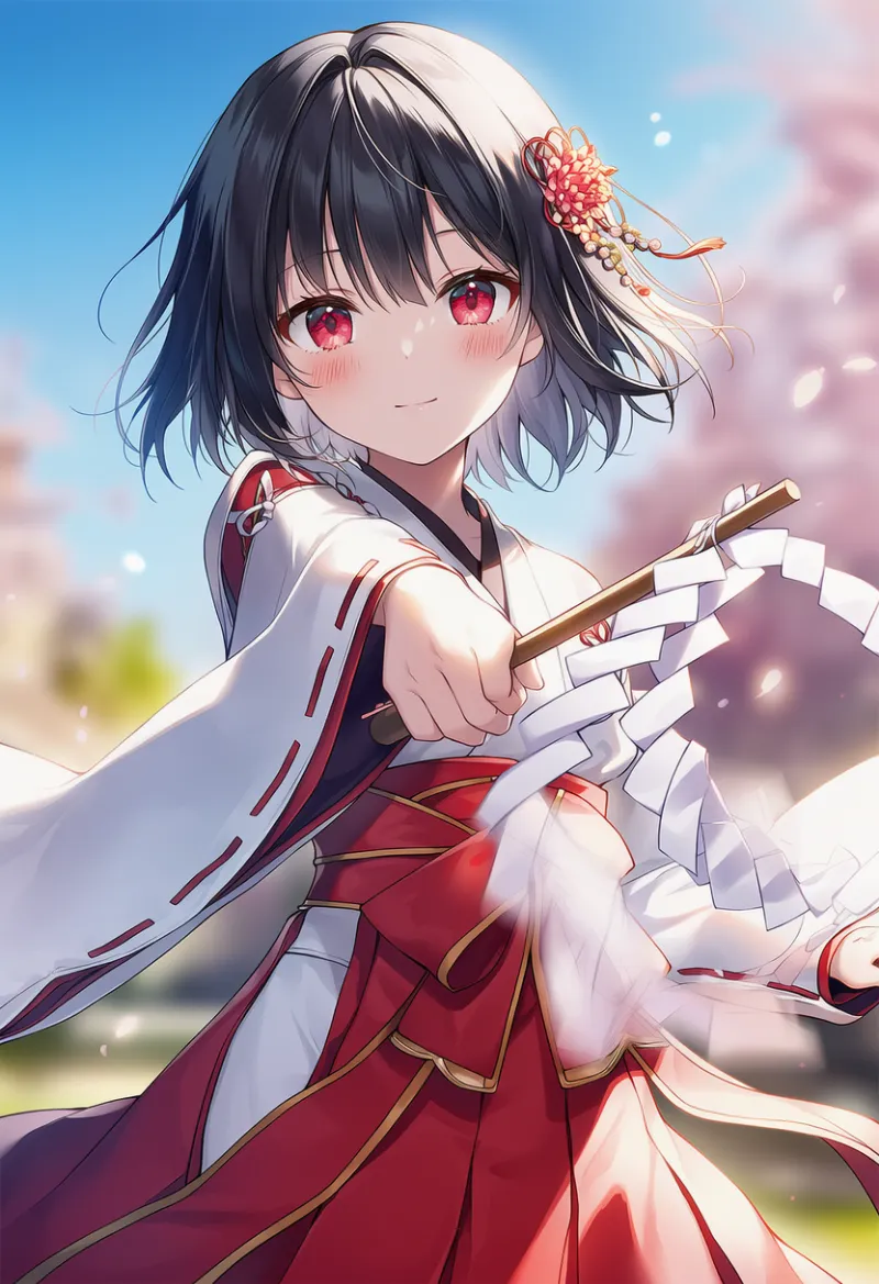 御幣を振るAIイラスト｜プロンプト紹介