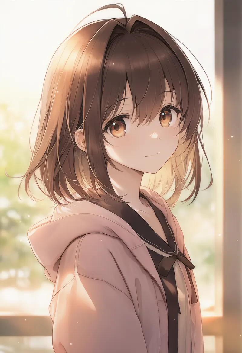 フード付きのカーディガン｜AIイラストとプロンプト紹介