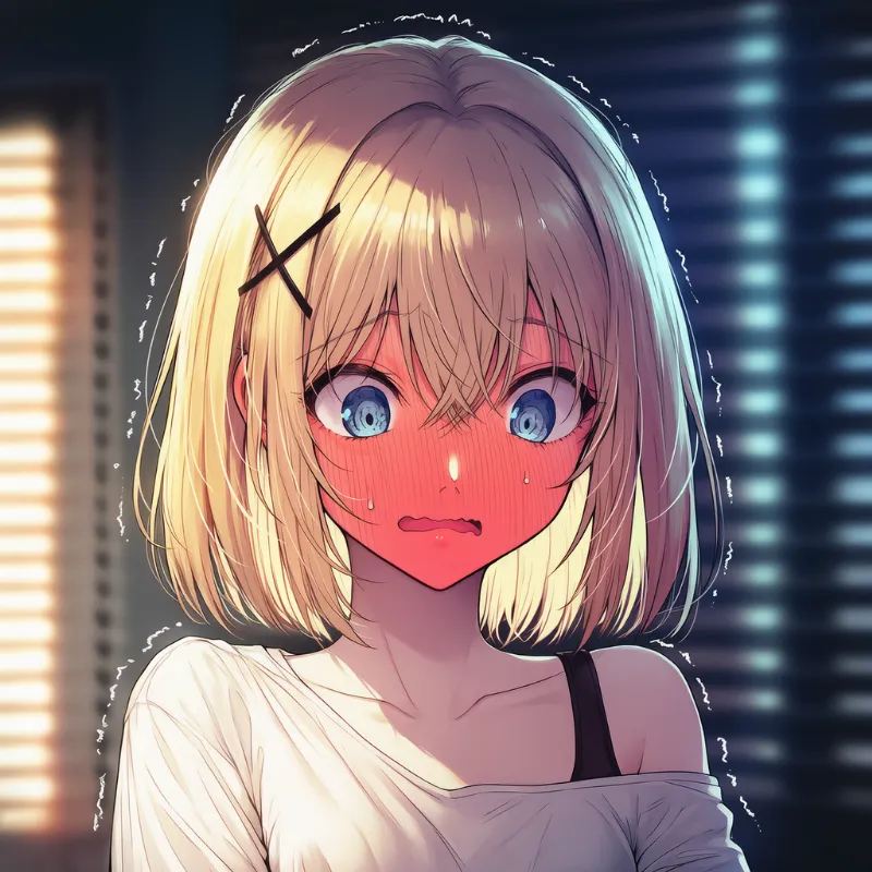 恐怖を伴う恥辱の表情のプロンプトとAIイラスト作例