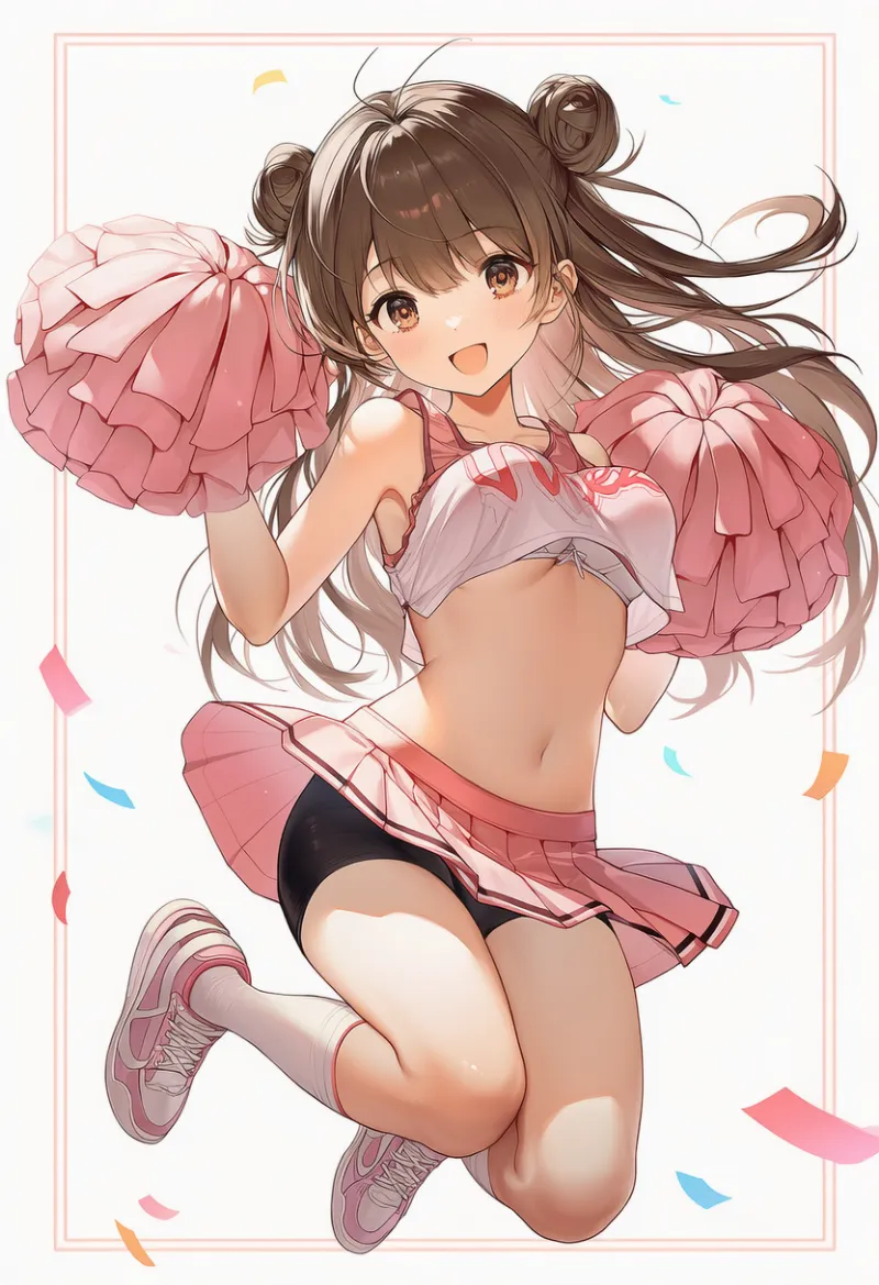 チアリーダーのジャンプポーズのプロンプトとAIイラスト作例