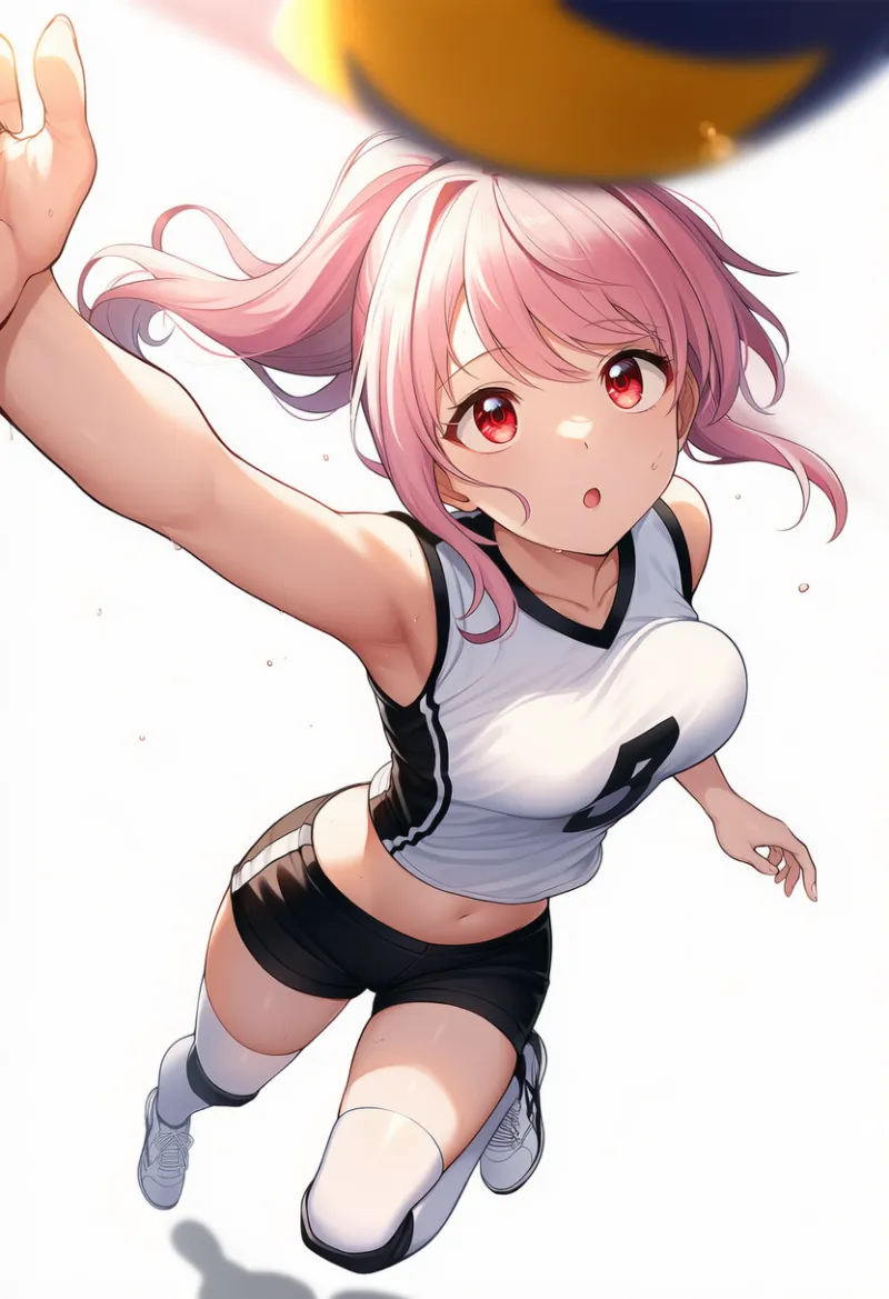 バレーアタックのジャンプポーズのプロンプトとAIイラスト作例