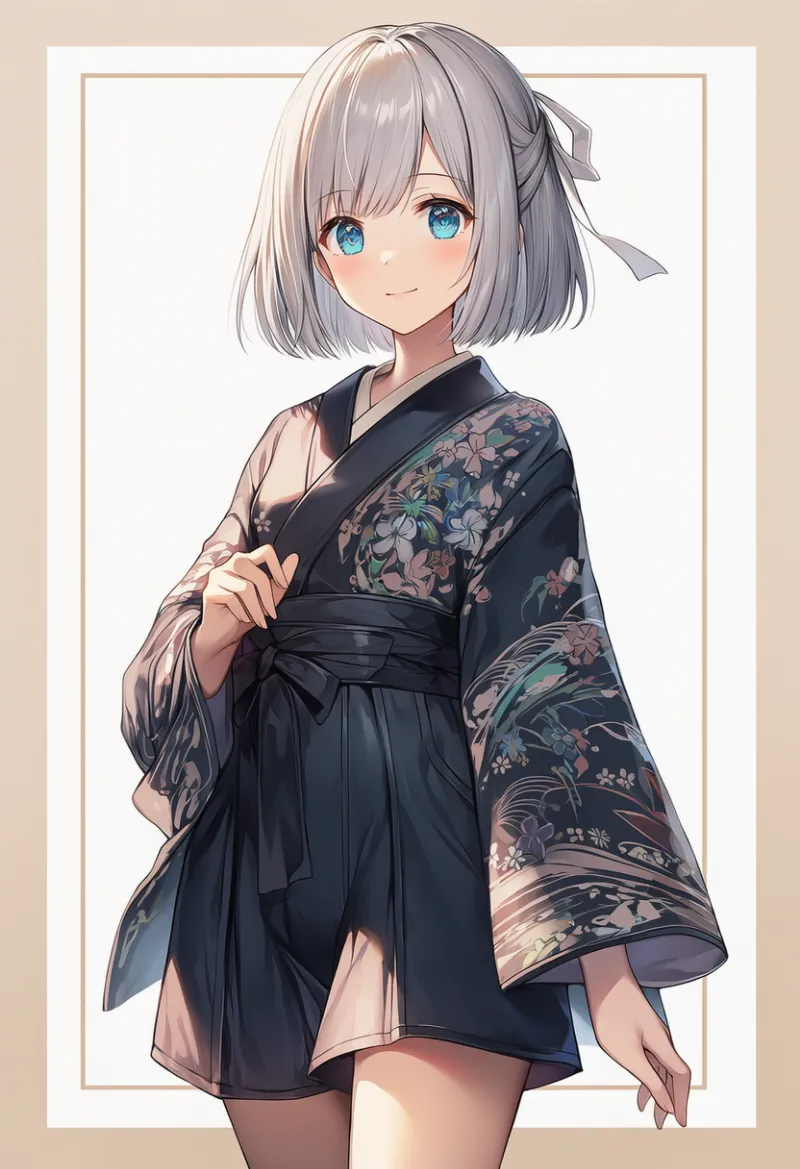 ショーパンスタイルの大正ロマンの服のプロンプトとAIイラスト