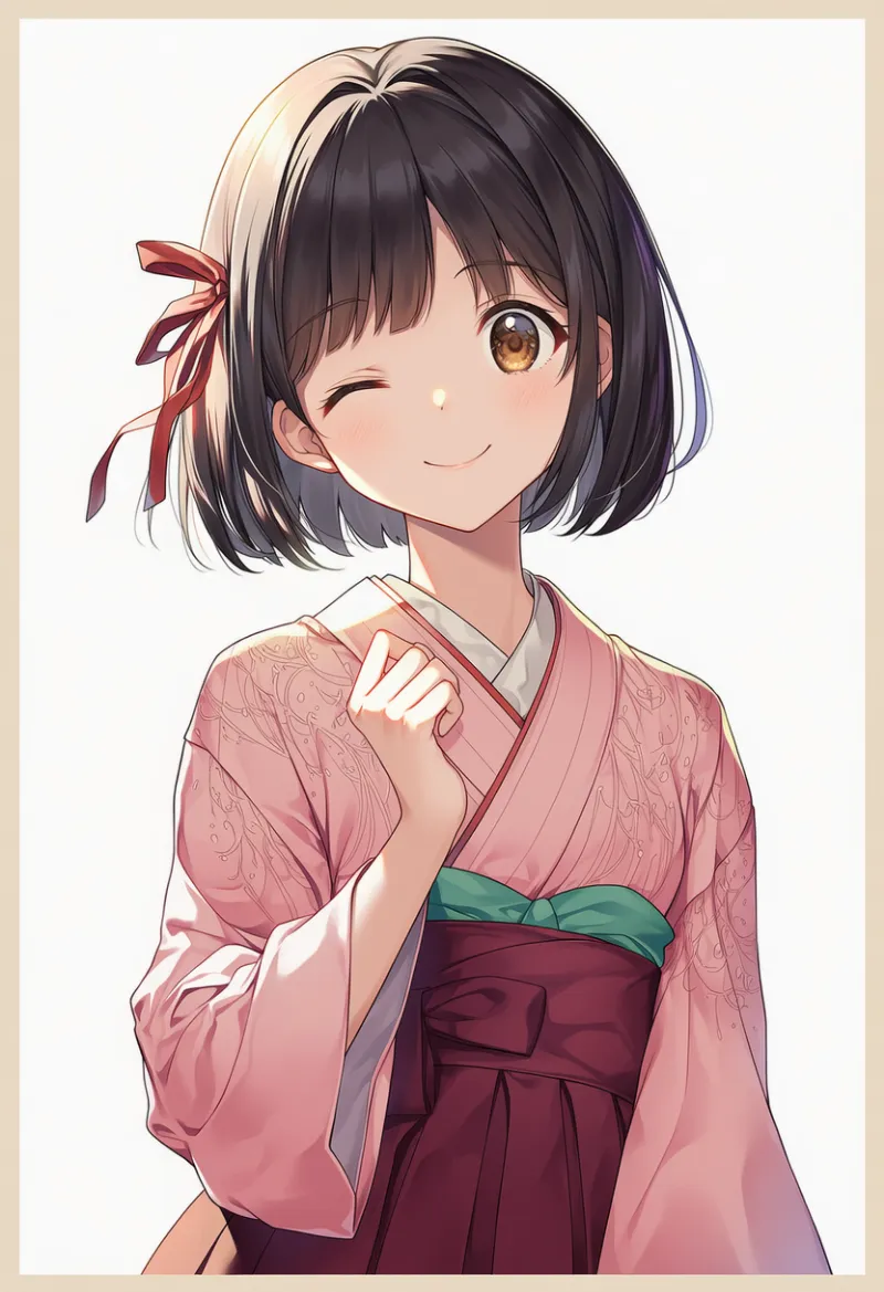 アール・デコ調の着物のプロンプトとAIイラスト（大正ロマン）作例