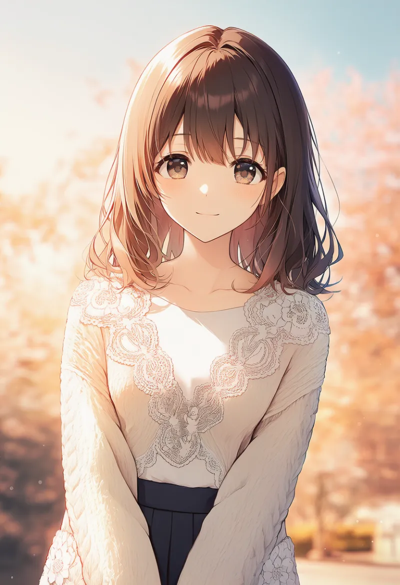 レースの縁取りのカーディガン｜AIイラストとプロンプト紹介