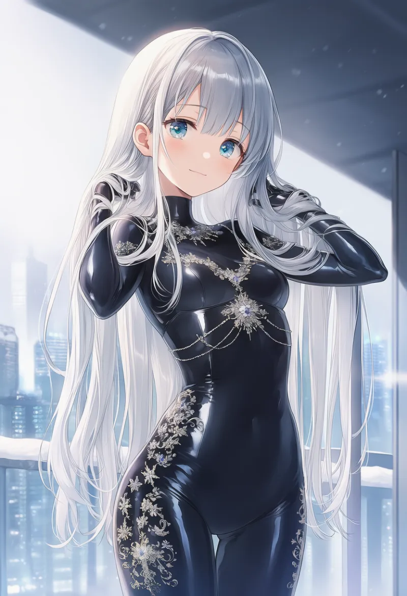 エナメル質のボディスーツのプロンプト紹介|AIイラスト