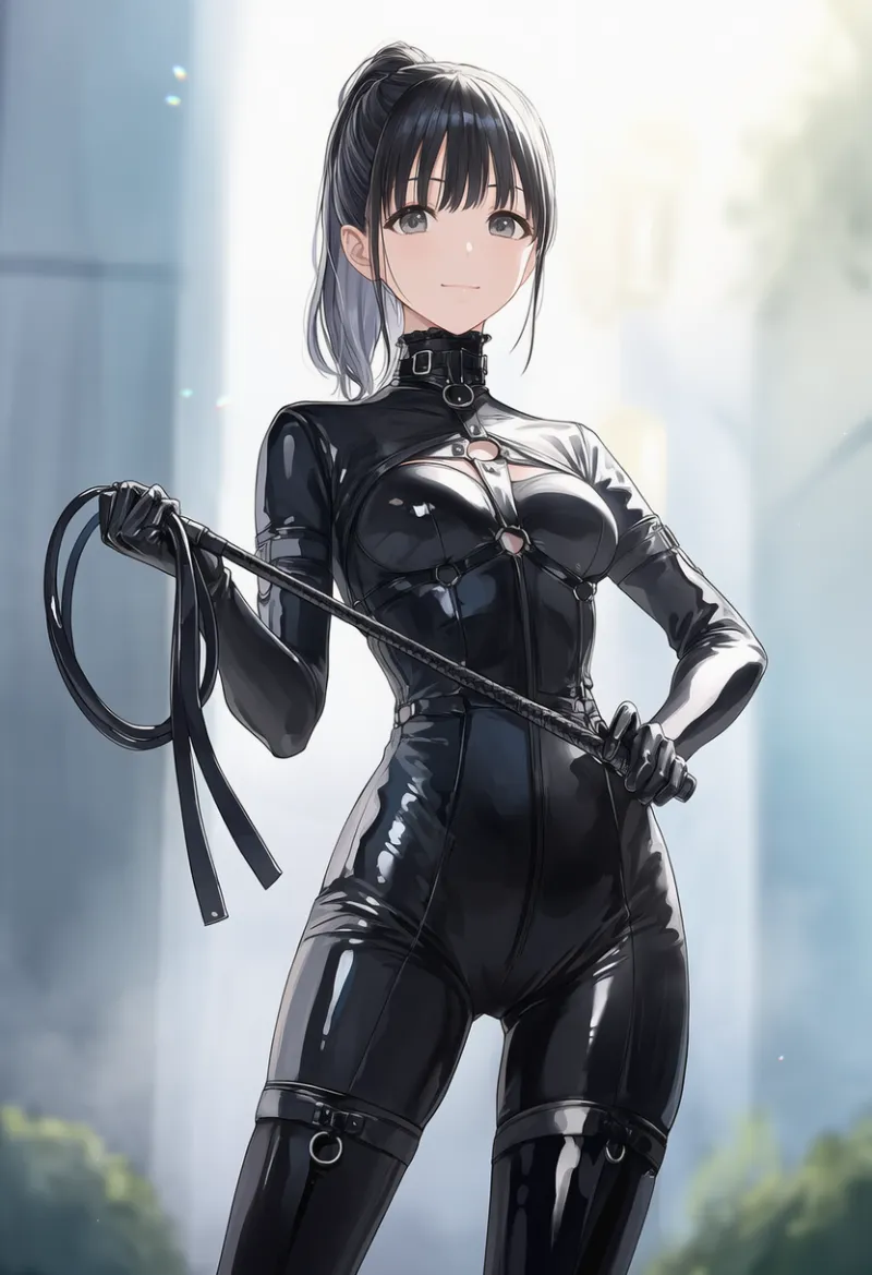 エナメルボンデージのコーデのAIイラスト作例とプロンプト紹介