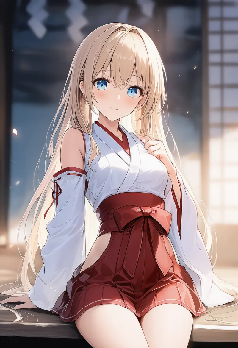 エナメル質の巫女衣装のプロンプト紹介|AIイラスト