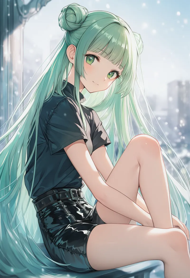 エナメル質のショートパンツ(短パン)のプロンプト紹介|AIイラスト