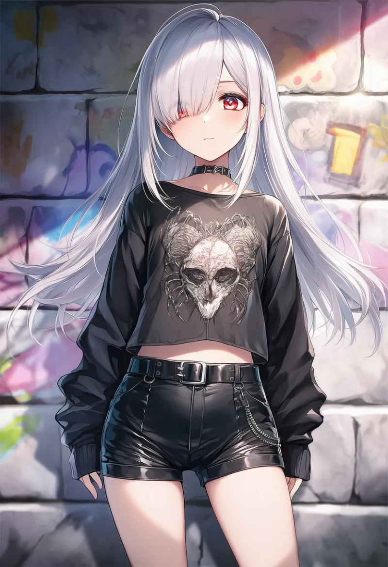 レザーのショートパンツのAIイラスト|プロンプト紹介