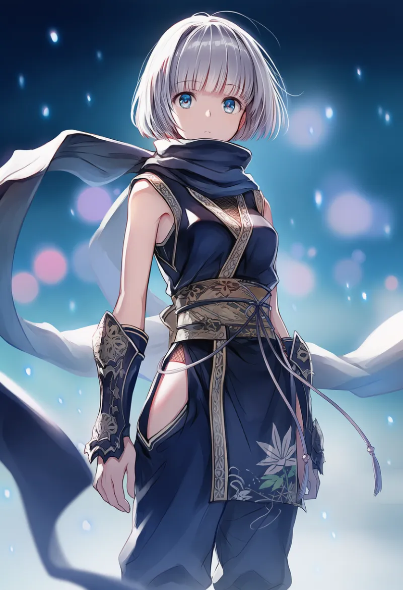 長いマフラー(忍者服)のAIイラストとプロンプト紹介