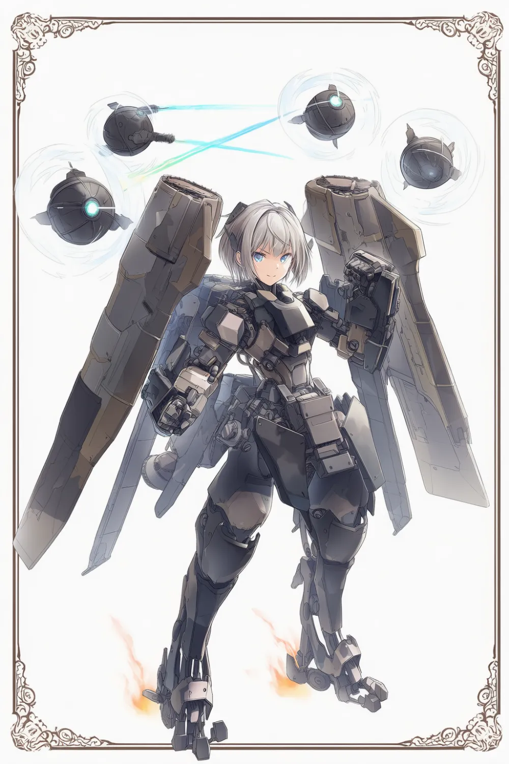 兵器・メカの擬人化のAIイラスト作例2(重装備)