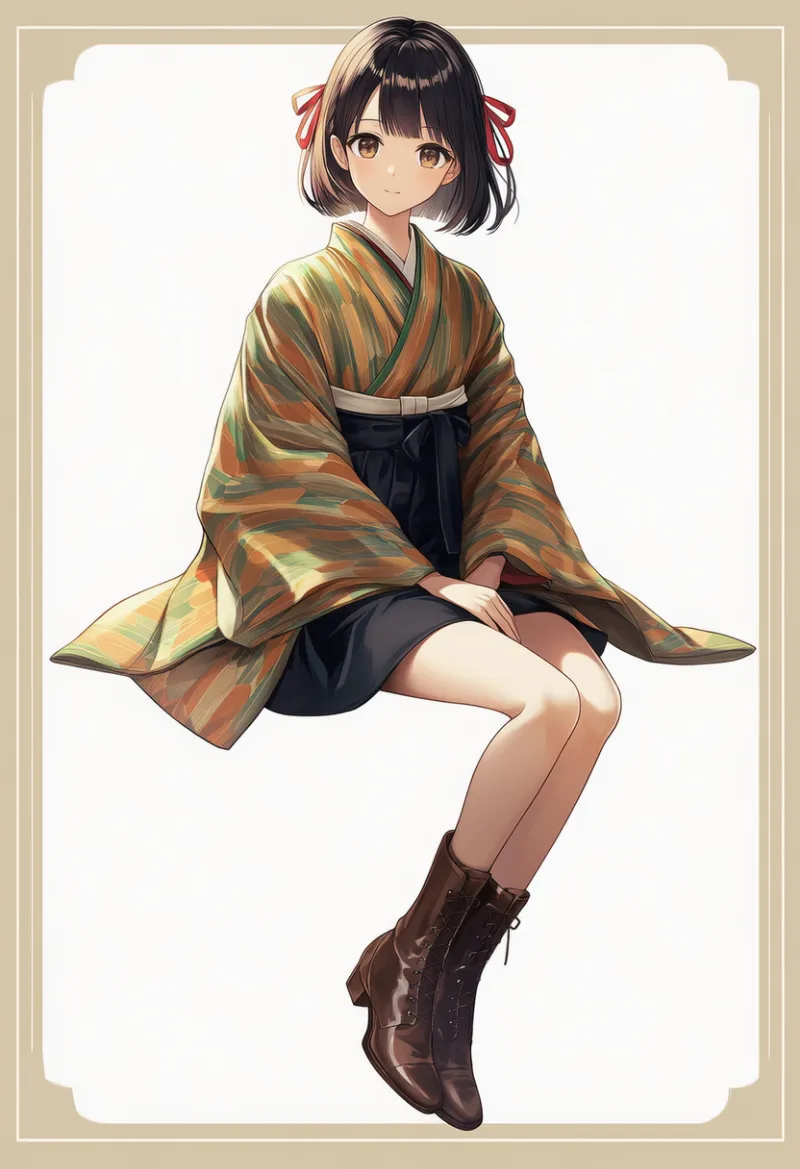 モダンガール（大正ロマン）の服装プロンプトとAIイラスト作例-2