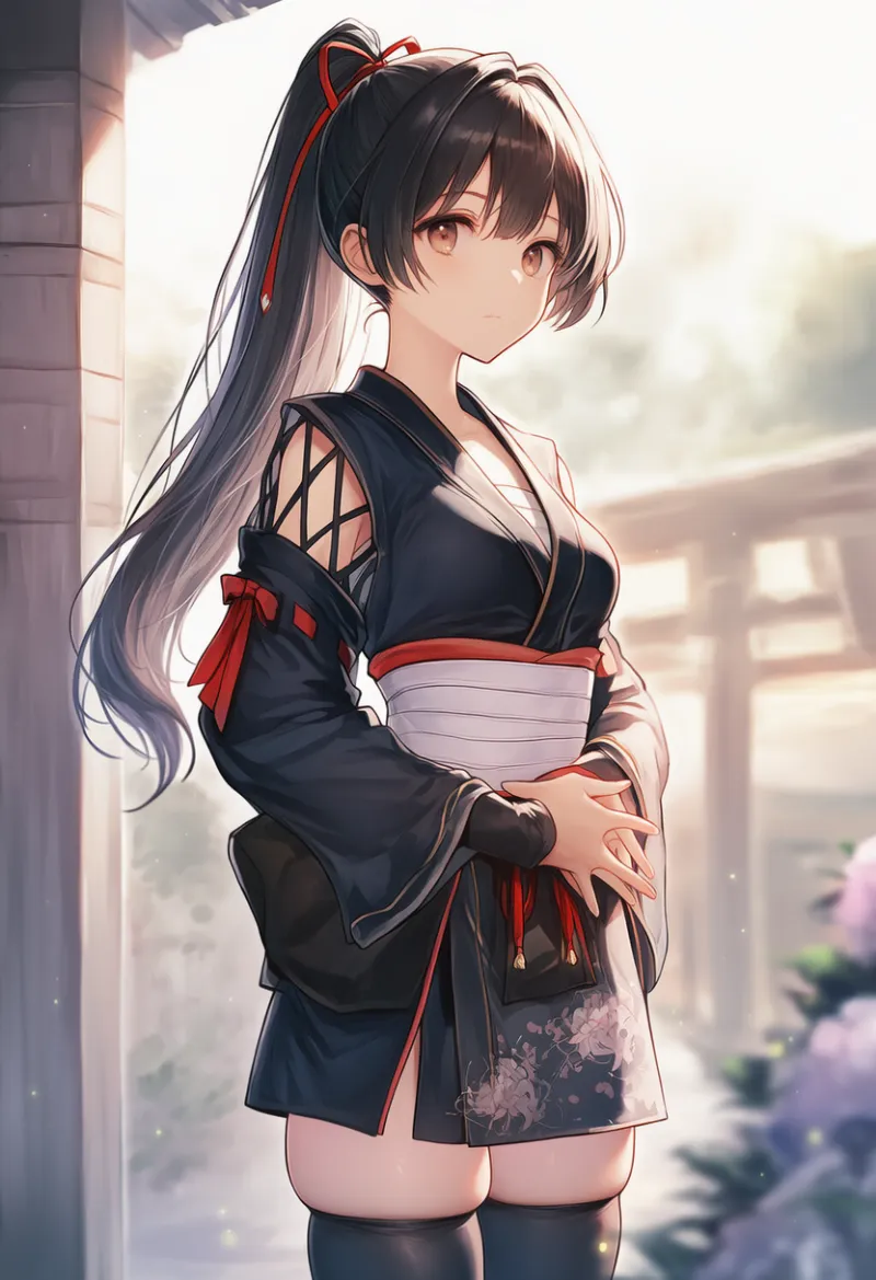 お腹のさらし(忍者服)のAIイラストとプロンプト紹介