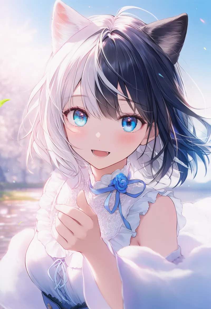 左右で色の違うケモノ耳の少女のAIイラスト|プロンプト紹介