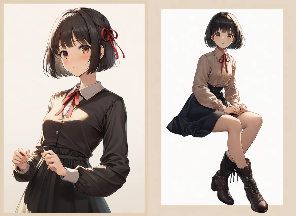 モダンガール（大正ロマン）のカジュアル寄りの服装プロンプトとAIイラスト作例