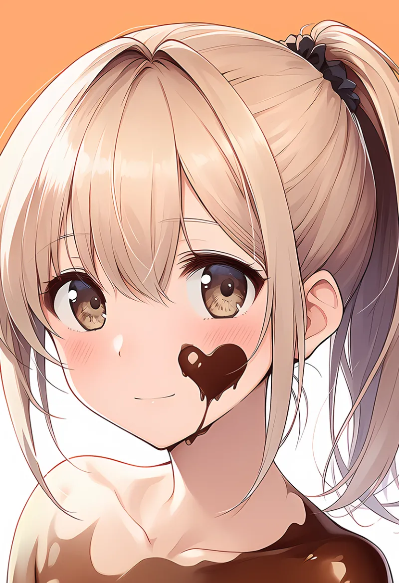 naked chocolate（全身チョコまみれ）のAIイラスト作例