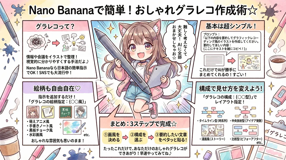 Nano Bananaでグラレコ風イラストを作るための実用プロンプト集