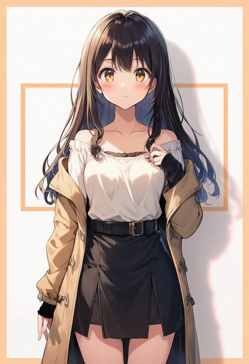 肩出しコートのAIイラストとプロンプト紹介