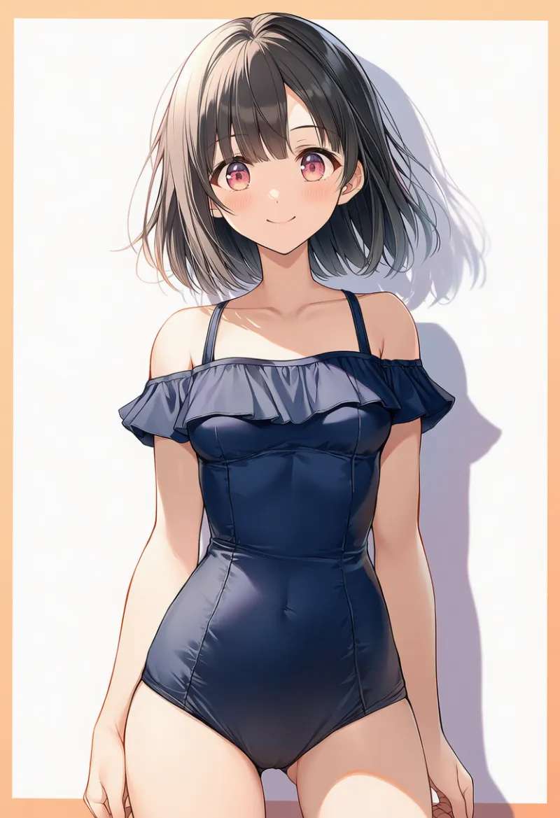 肩出しのワンピース水着のAIイラストとプロンプト紹介