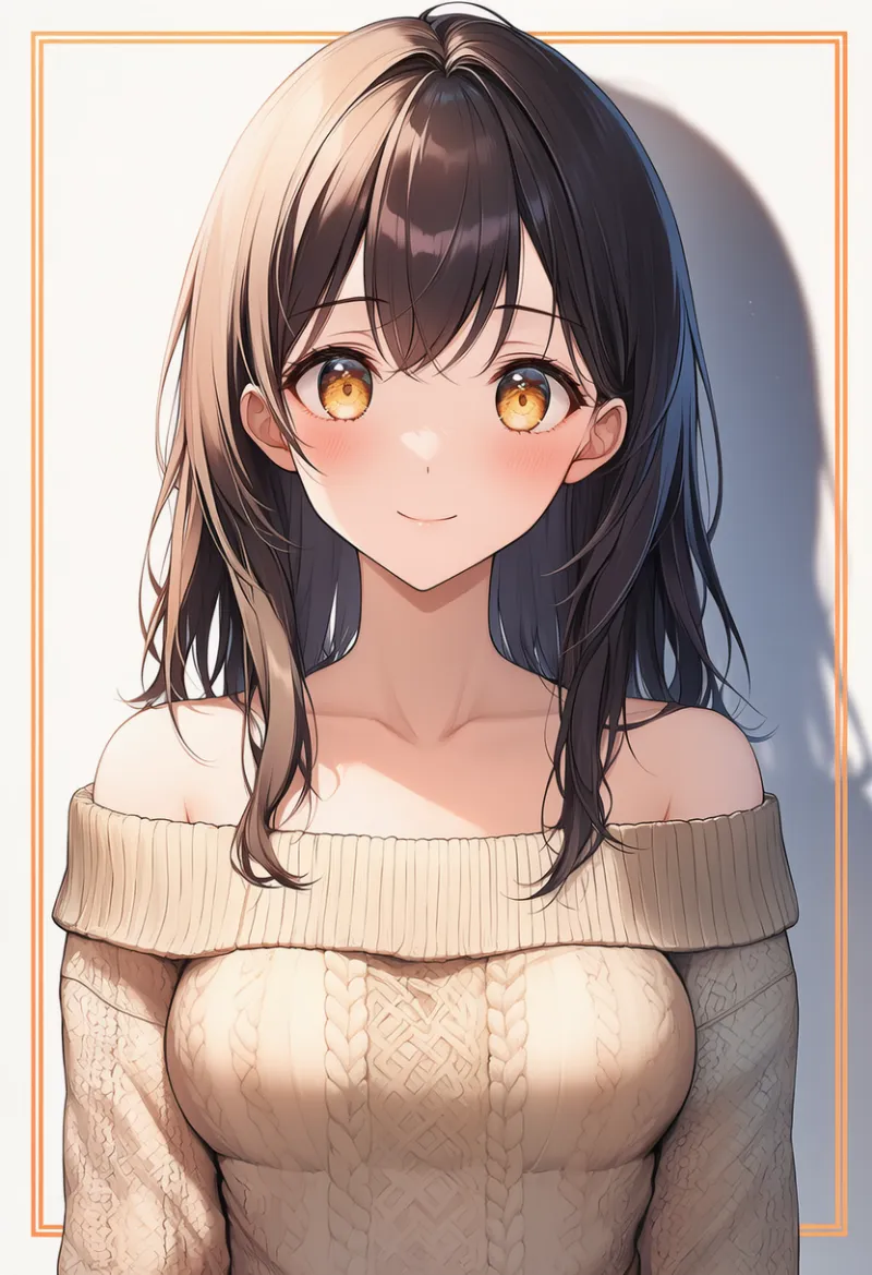 肩出しセーターのAIイラストとプロンプト紹介