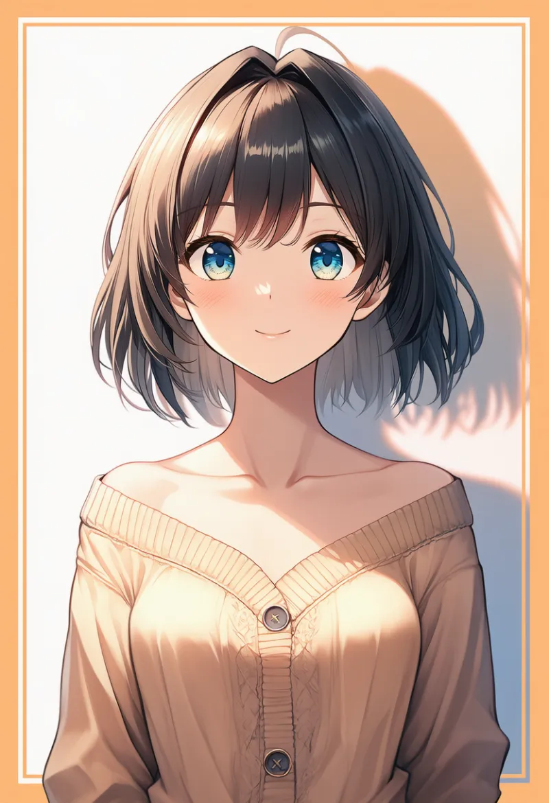 肩出しカーディガンのAIイラストとプロンプト紹介