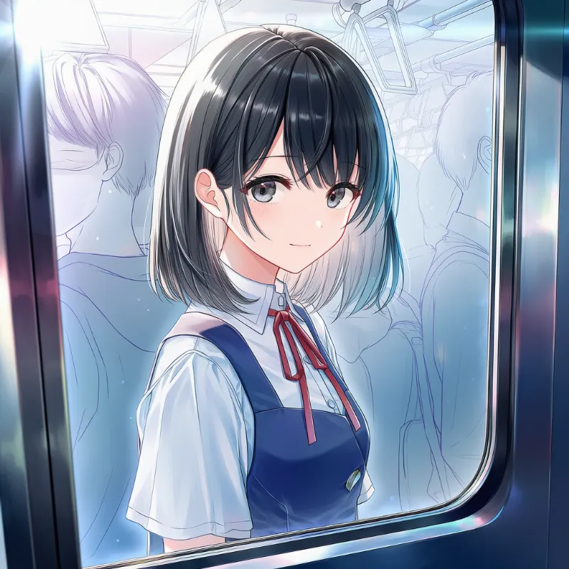 キャラクターだけ着色し、背景を線画にしたAIイラスト作例（NovelAI）