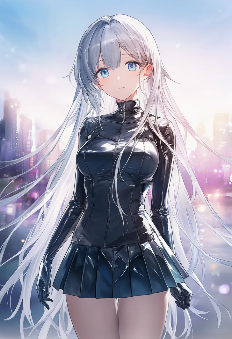 エナメルレザーのプロンプト:patent leather clothes|AIイラスト