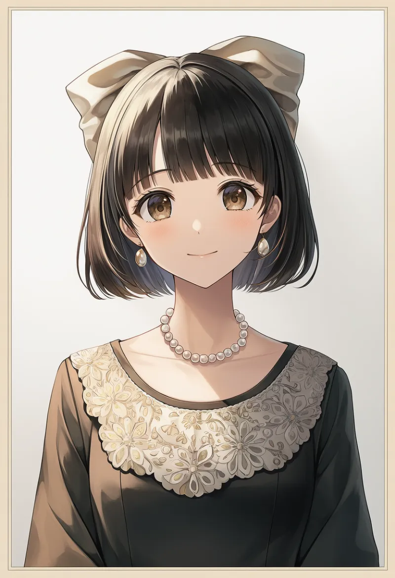 パールのネックレスのプロンプトとAIイラスト（大正ロマン）作例