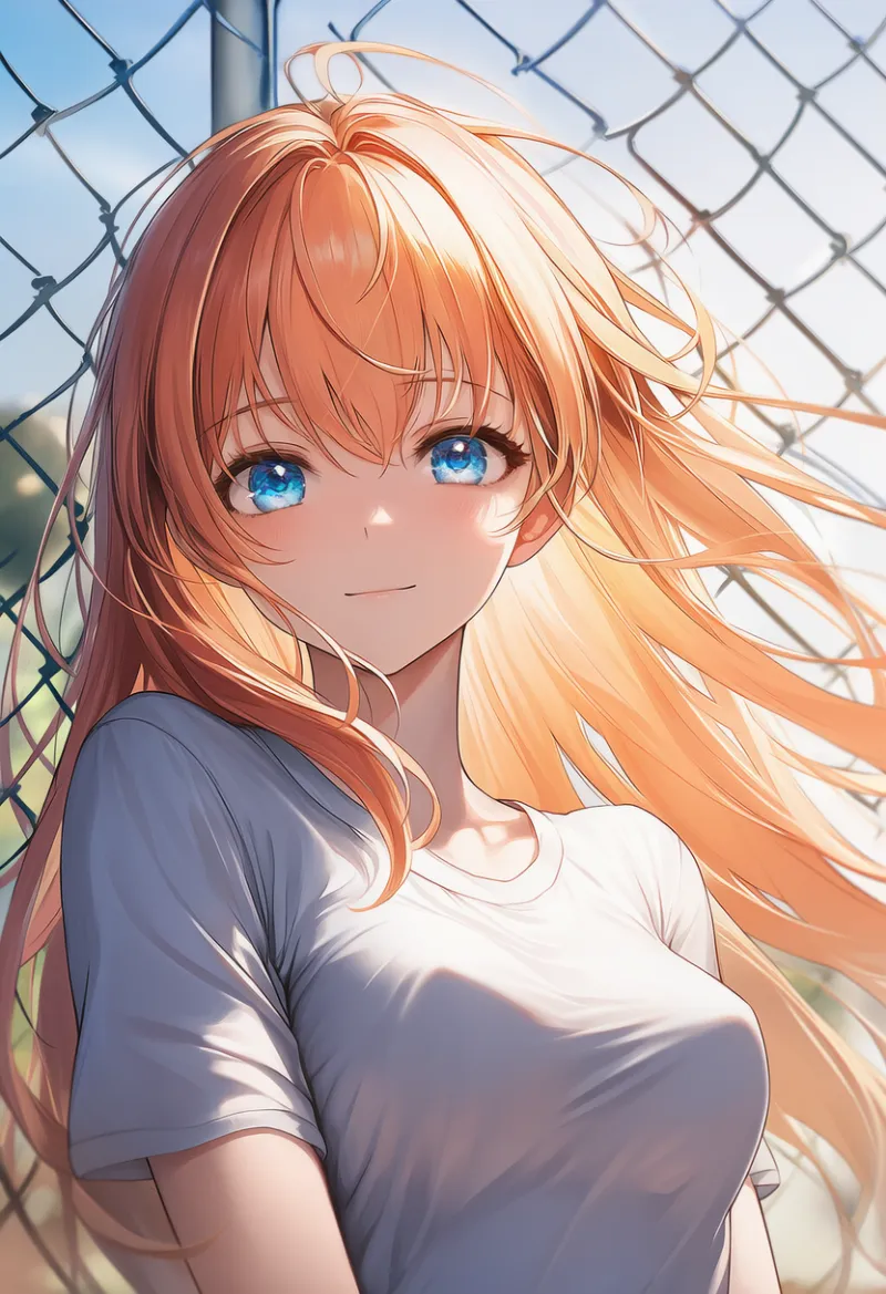 ピチピチで胸が張っている状態のTシャツのAIイラスト｜プロンプト紹介